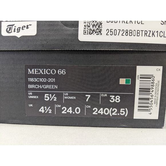 Authentic Onitsuka Tiger MEXICO 66 Leather 1183C102 201 BIRCH/GREEN Size US 5.5 - Picture 9 of 11